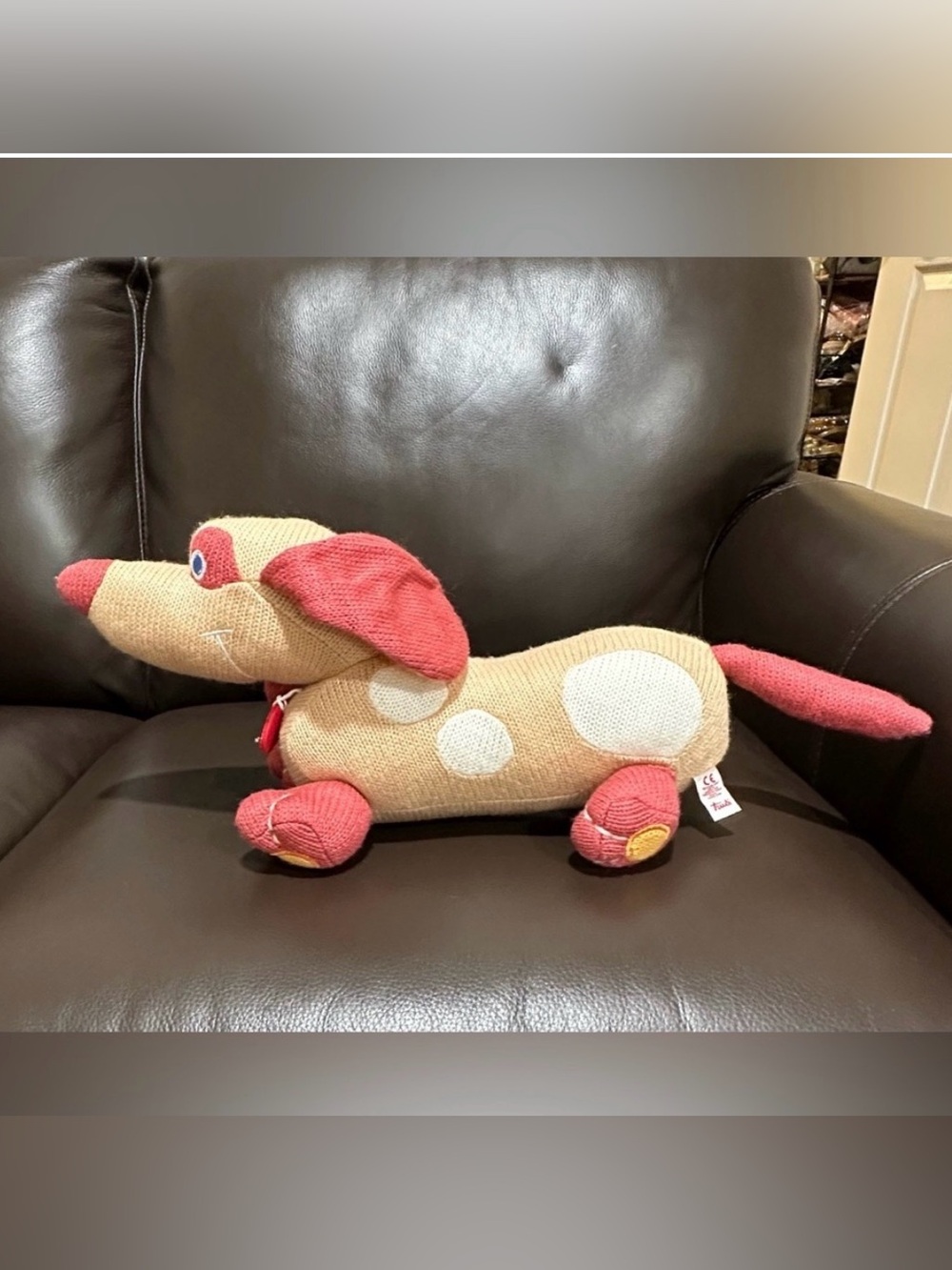 TRUDI WOOLY DOG ITALIAN Soft Toy Charming Tan Pink Red Stuffed Animal dachshund